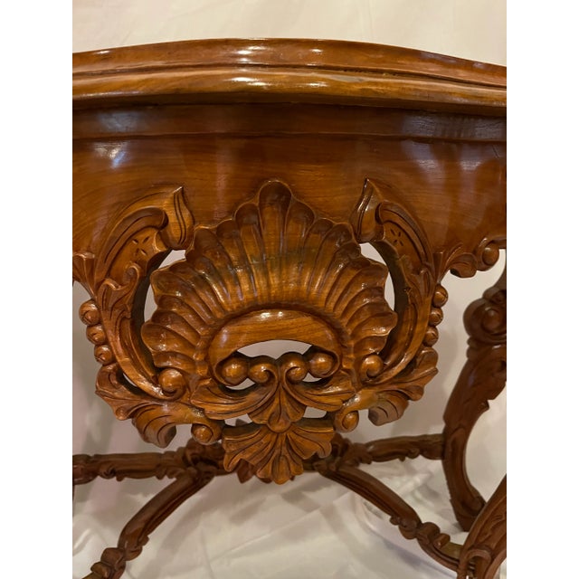 Wood Early 20th Century Heavily Carved Rococo Wood Console Table For Sale - Image 7 of 11