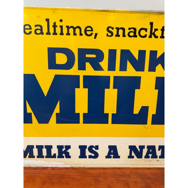 Vintage Connecticut "Drink Milk" Dairy Advertising Metal Sign, 44 Inches For Sale - Image 17 of 18