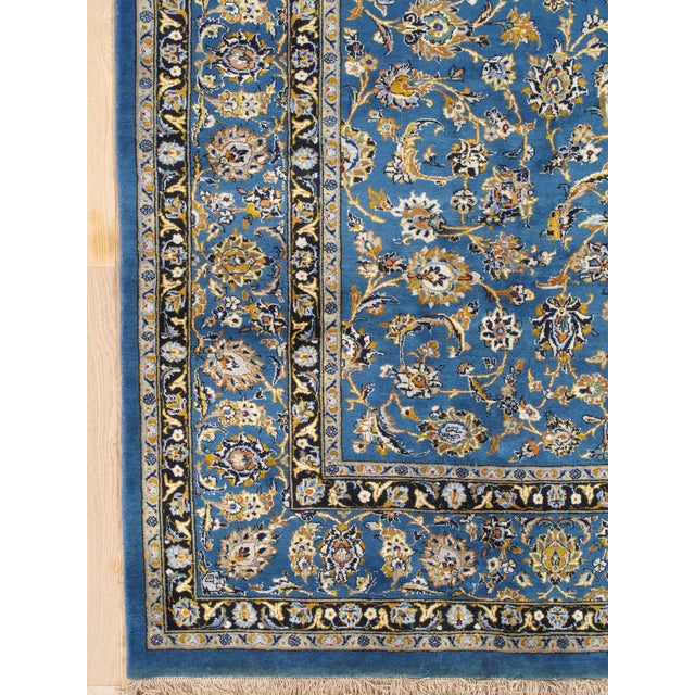 Vintage Persian Kashan Carpet, Handmade Rug Royal Blue, Navy, Tan Mint Condition For Sale - Image 14 of 18