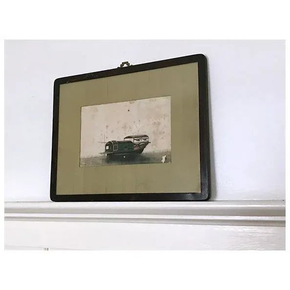 Mid 19th Century 19th Century Chinese Nautical Framed Pith Rice Paper Watercolor For Sale - Image 5 of 5