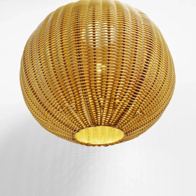 Faux Rattan Globe Pendant Light Small For Sale - Image 4 of 10