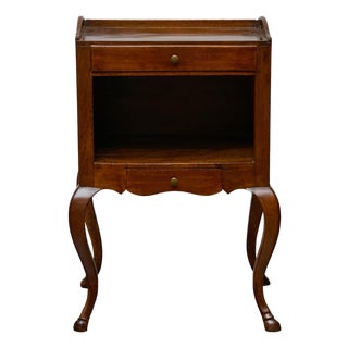 French Louis XV Walnut Nightstand with Tray Top and Hoof Feet, 19th Century For Sale