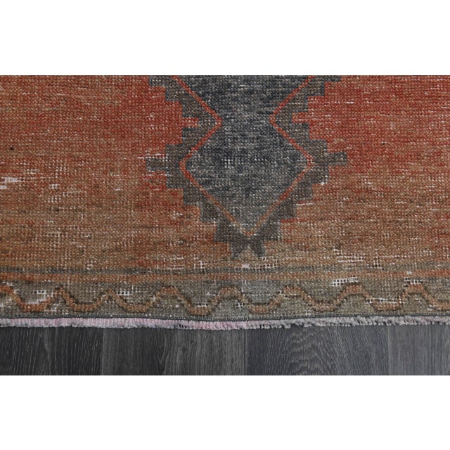 1970s Vintage Handmade Wool Cotton Orange Runner Rug For Sale In San Francisco - Image 6 of 11