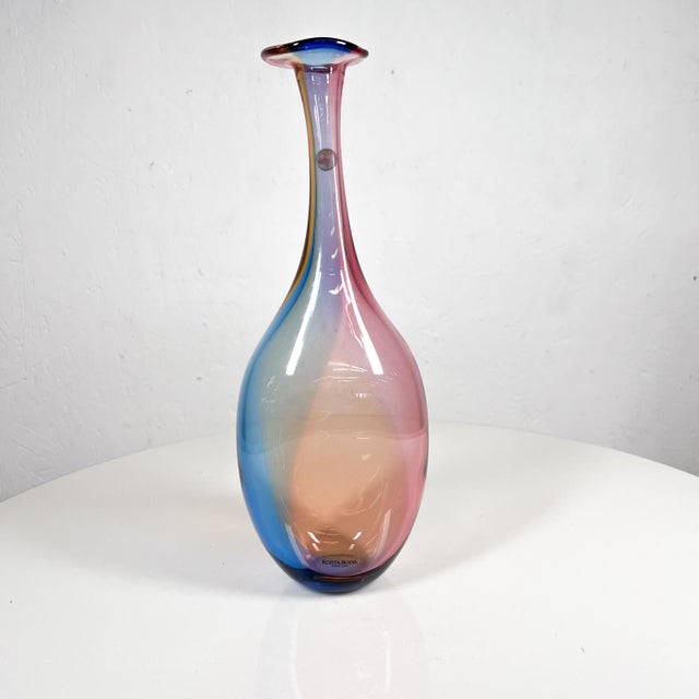 AMBIANIC presents 1988 Vintage Kosta Boda Vase Kjell Engman Fidji Collection 48838 numbered Stamped by maker 11.25 x 4.25...