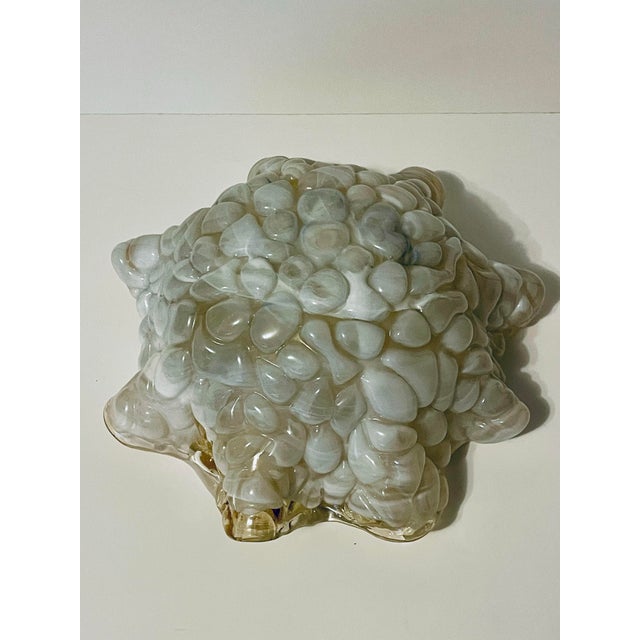 Large Mid-Century Italian Murano Art Glass Centerpiece Bowl – Golden Iridescent & Lattimo Cobblestone For Sale In Boise - Image 6 of 7