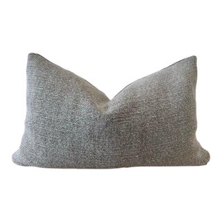 Alora Heavy Woven Textured Linen Pillow in Flax For Sale