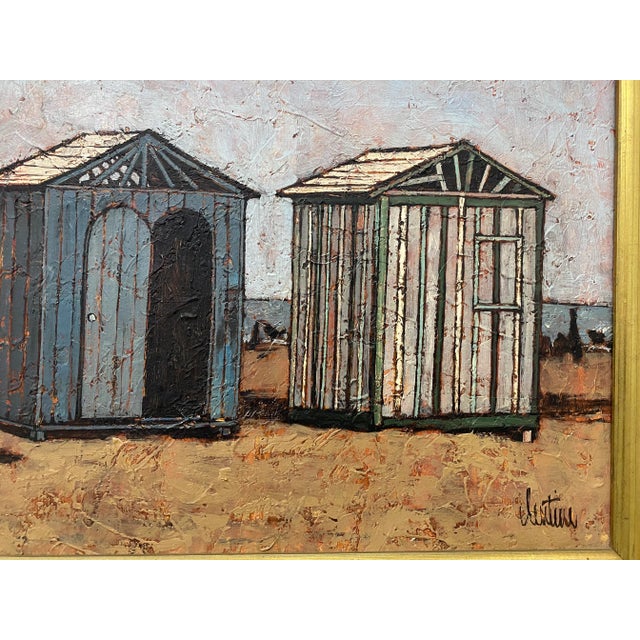 Textile John Lentine "Le Capanne #19" Original Oil Painting C.1960 For Sale - Image 7 of 9