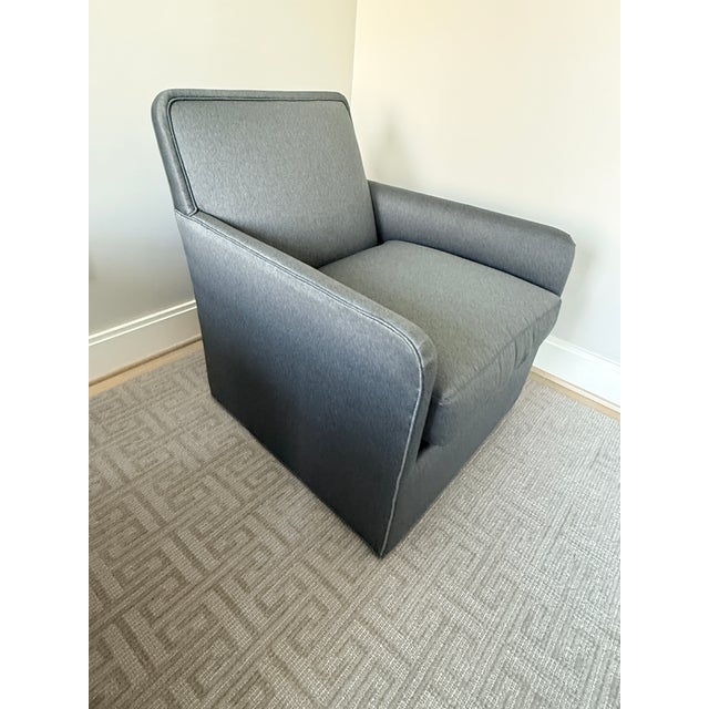 Lee Industries Pair of Gray Lee Industries Swivel Chairs For Sale - Image 4 of 15