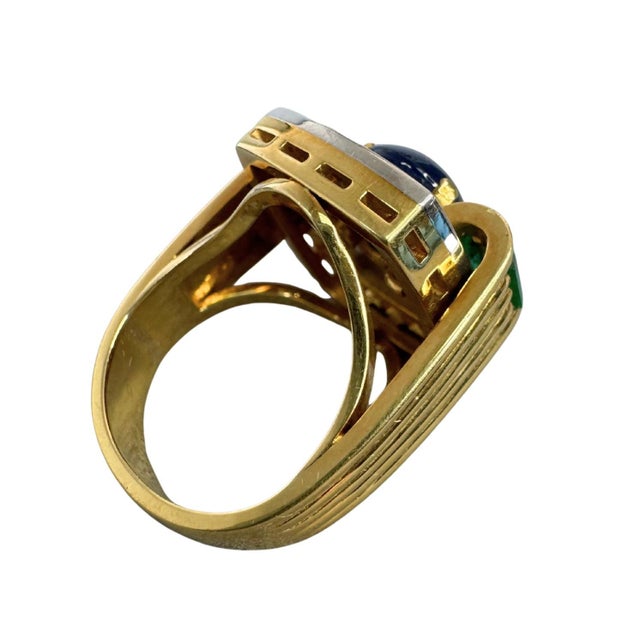 4.35 CTW Vintage No Heat Burmese Sapphire & Diamond 18k Gold Ring, Size 6 For Sale In Washington DC - Image 6 of 9