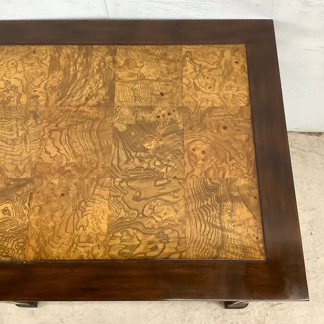 John Widdicomb Hollywood Regency Burl & Brass Inlaid End Table For Sale - Image 4 of 12