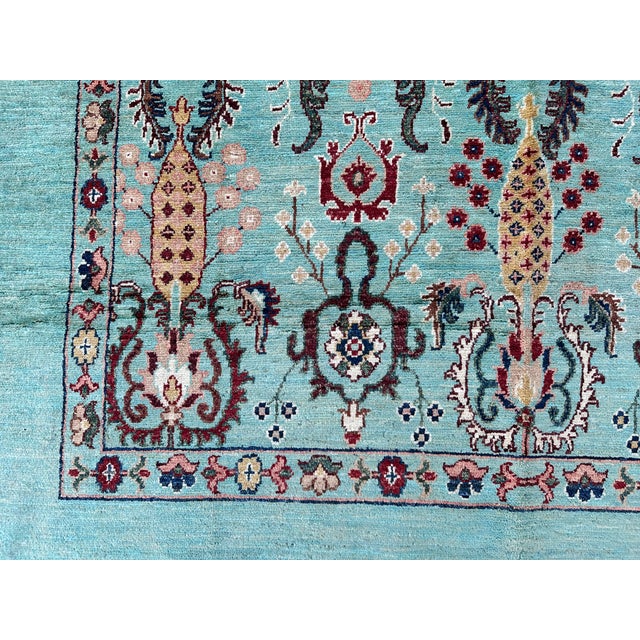 Teal Oushak Hand-Knotted Wool Rug - 7'10" X 5'8" For Sale - Image 4 of 14