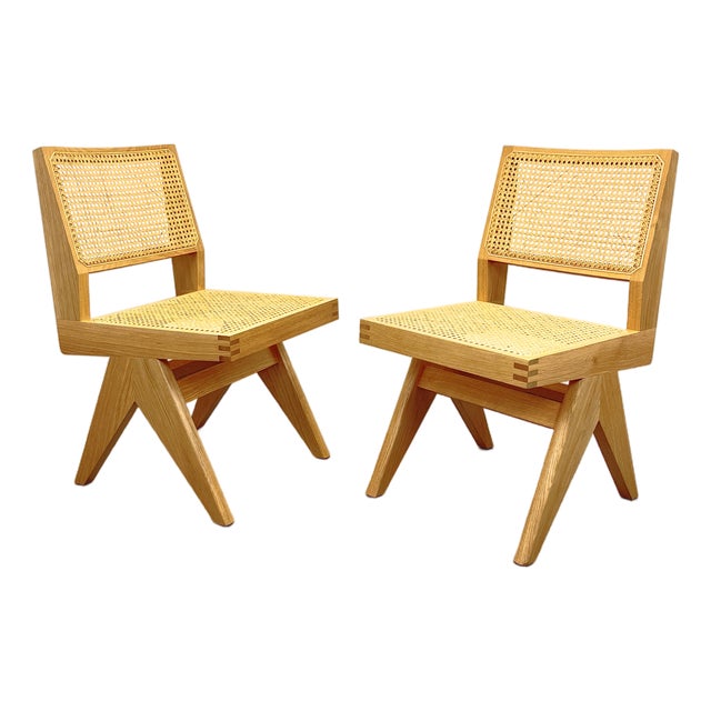 Capitol Complex Track Chairs by Pierre Jeanneret for Cassina, 2010s, Set of 2 For Sale