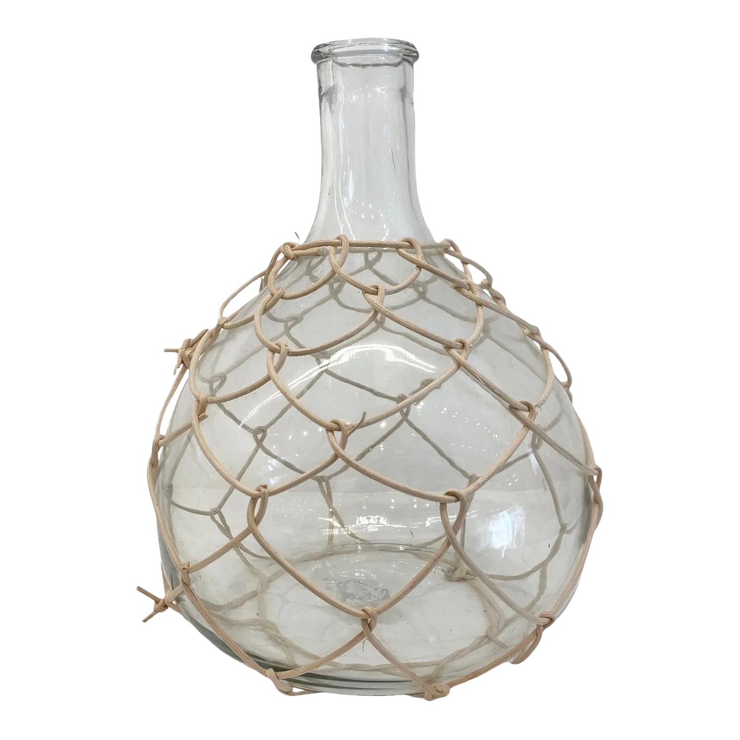 Glass Bottleneck Vase With Woven Bamboo Chairish