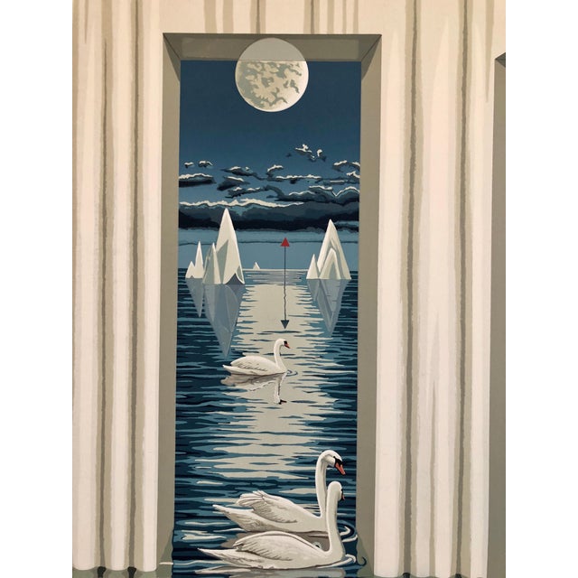 1990s Frederick Phillips, Large Surrealist Photo Realist Silkscreen Lithograph Print Swan Dreams, c.1990 For Sale - Image 5 of 6