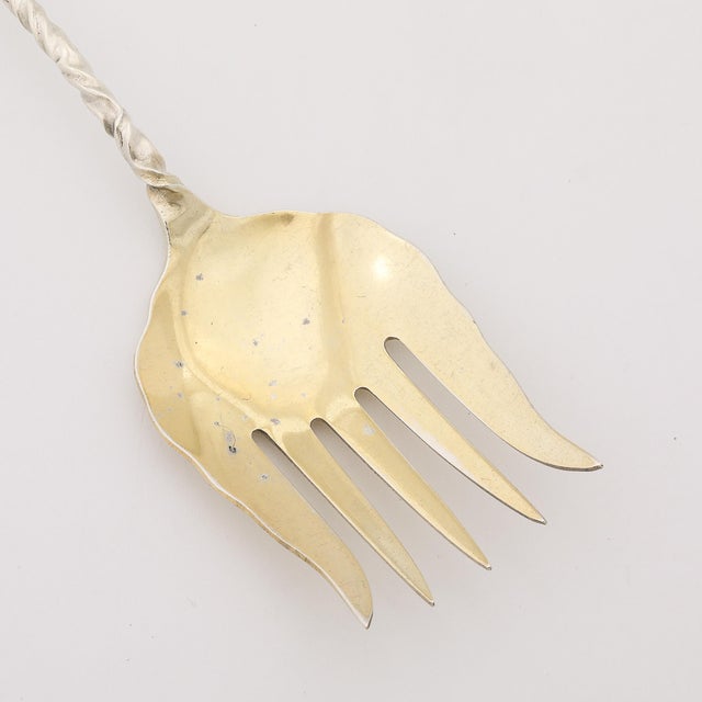 Metal Arts & Crafts Sterling Silver & Gold Washed Twist Fork by Whiting Manufacturing For Sale - Image 7 of 10