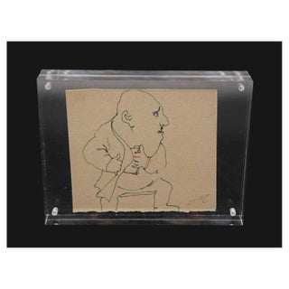 Mino Maccari, The Capitalist, Ink Drawing, 1960s For Sale