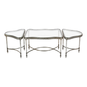 Attributed to Marge Carson Sculptural Three-Piece Modular Cocktail Table With Glass Tops