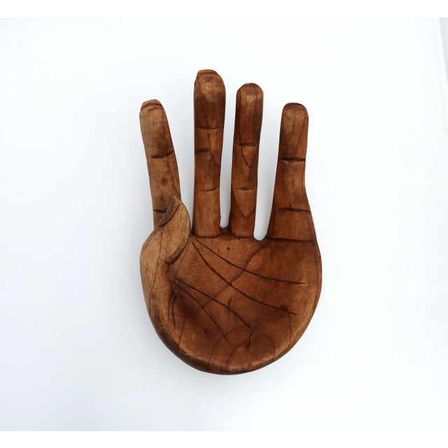 Large Vintage Wood Hand, Tray For Sale - Image 4 of 10