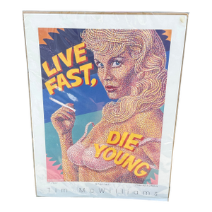 1990s Sealed Pop Art Print, "Live Fast, Die Young"