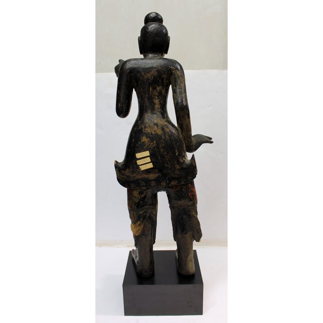 Burmese Wood Buddha in Mudras Posture Statue For Sale - Image 4 of 9