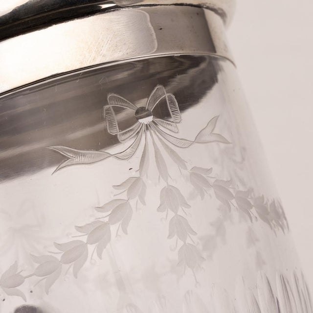 Antique English Silver and Etched Crystal Jar from G&S Co., London, 1919 For Sale - Image 10 of 13