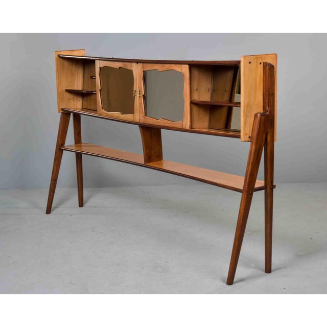Mid-Century Modern Mid-Century Italian Bar Cabinet With Mirrored Sliding Doors For Sale - Image 3 of 12