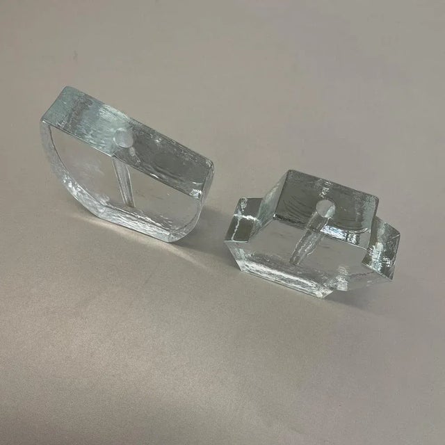 Brutalist German Rock Glass Vases attributed to Peill and Putzler, 1970s, Set of 2 For Sale - Image 11 of 18