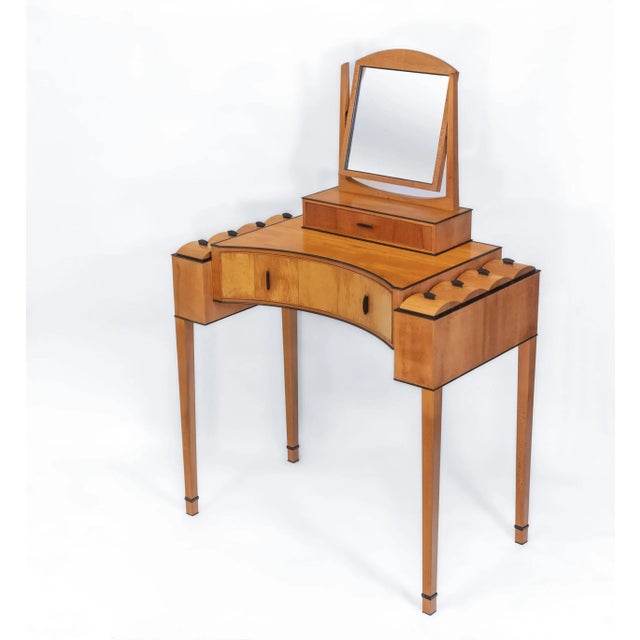 Bespoke Art Deco Revival London Plane & Ebony Dressing Table from Francesca Graham, 1984 For Sale - Image 15 of 18