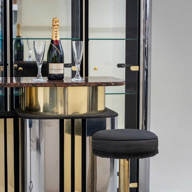 Hollywood Regency Bar with Counter, 1970s, Set of 4 For Sale - Image 6 of 16