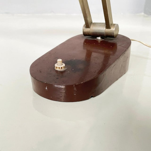 Mid-Century Italian Modern Adjustable Desk or Table Lamp in Brown Metal, 1930s For Sale - Image 16 of 18