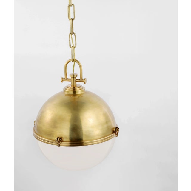 Modern Chapman & Myers for Visual Comfort Signature Adrian X-Large Globe Pendant in Antique-Burnished Brass with White Glass For Sale - Image 3 of 8