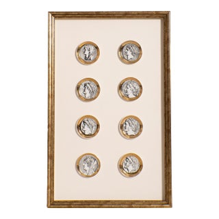 Vintage Piero Fornasetti 1950s"Monete" Coasters Framed Wall Art 21"x33" For Sale
