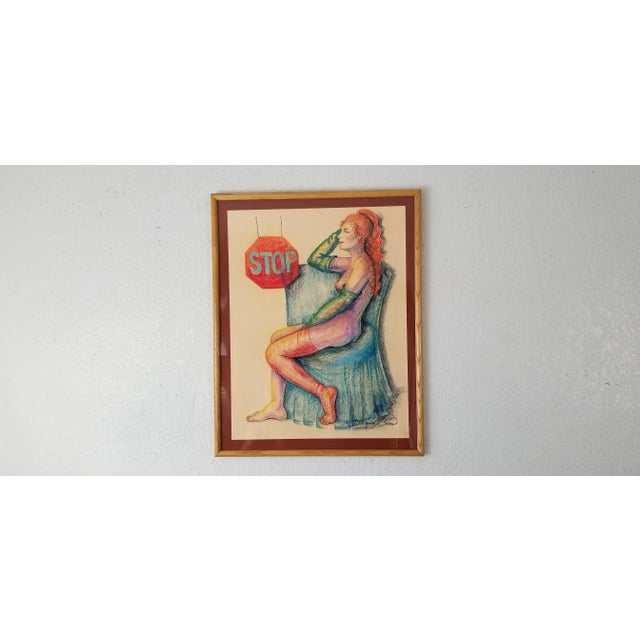 80s Lana L Bem Pastel Nude Woman Painting For Sale - Image 11 of 11