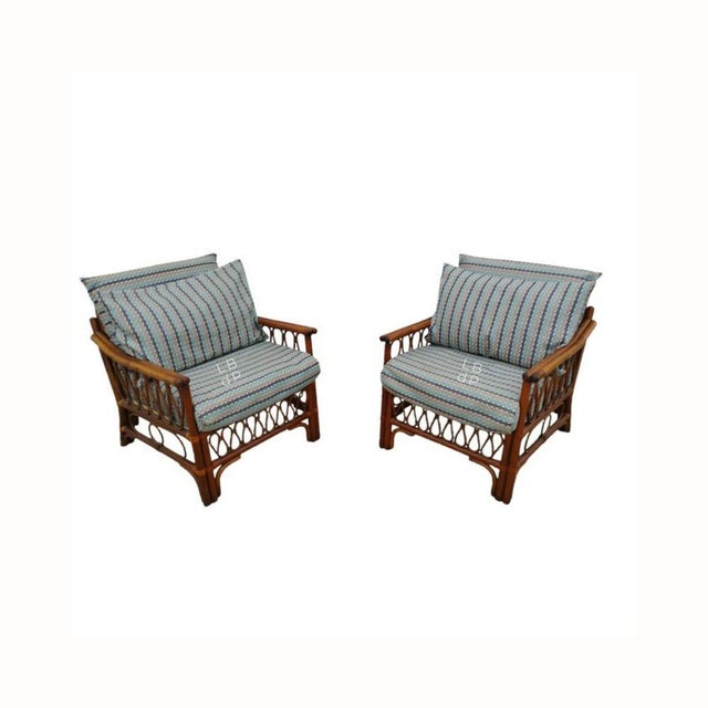 Vintage Rattan Armchairs with Quilted Seats, Set of 2 For Sale - Image 13 of 13