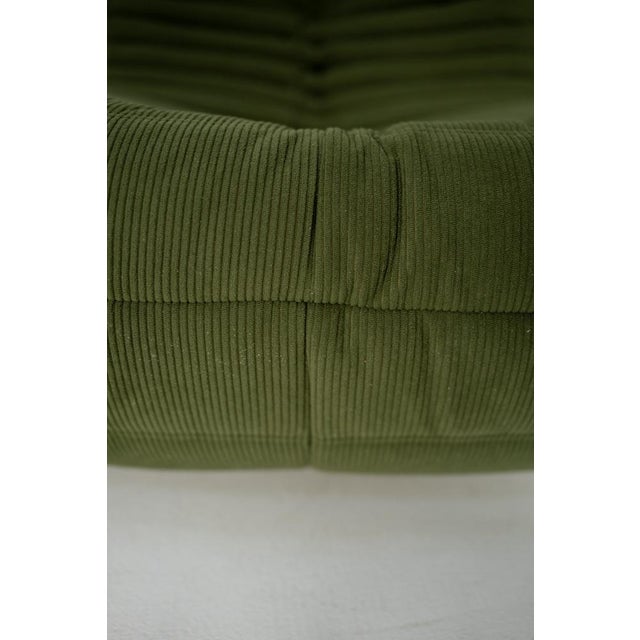 Set of Togo Lounge Chair and Pouf in Khaki Corduroy by Michel Ducaroy for Ligne Roset, 1973 For Sale - Image 14 of 18