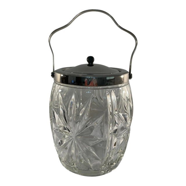 1940s English Cut Glass Biscuit Barrel For Sale