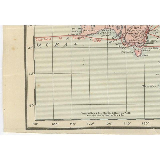 Black Antique Map of the World with Steamship Routes by Rand McNally, 1899 For Sale - Image 8 of 12