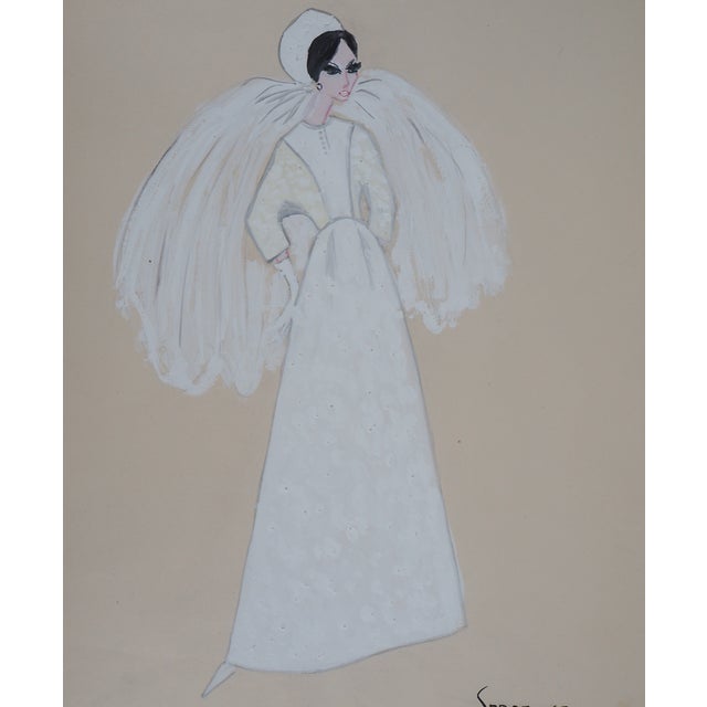 Serge Pons: Wedding Dress, Original Watercolor For Sale - Image 7 of 7