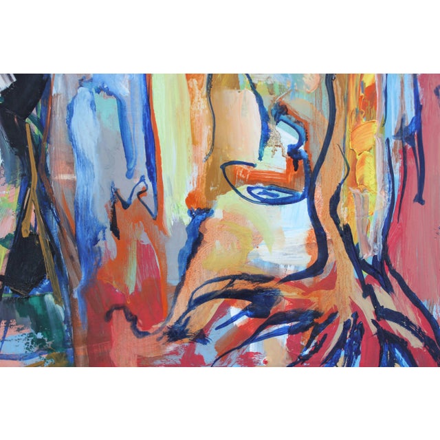 Abstract Expressionism Gustave Alhadeff Colorful Tribal Nude Abstract 1962 For Sale - Image 3 of 6