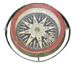 19th Century Wood Bowl Ship's Compass by Samuel Thaxter of Boston