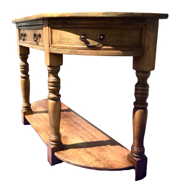 1960s Vintage Turned Maple Bow-Front Console Table Server in French ...