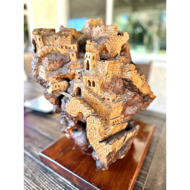 Contemporary Exceptional Early 20th Century Olivewood Root Architectural Sculpture of Ancient Jerusalem For Sale - Image 3 of 18