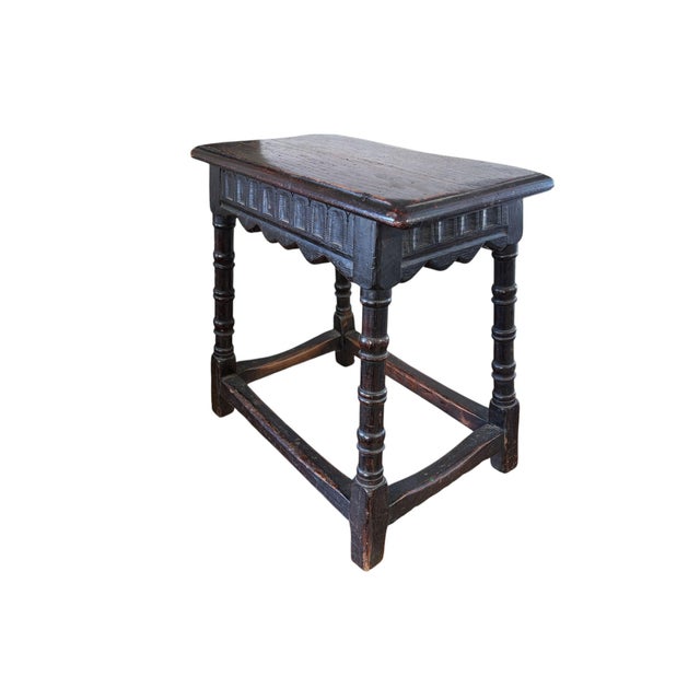 19th Century Antique 19th Century English Oak Joint Stool 19" H For Sale - Image 5 of 9