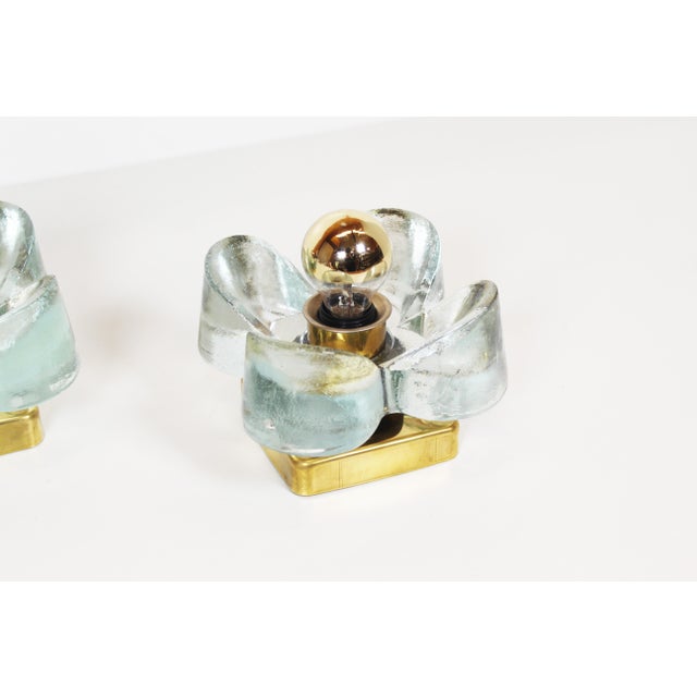 Brass and Glass Wall Lamps from Sische, 1970s, Set of 2 For Sale - Image 4 of 7