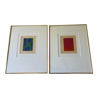 Abstract Prints (Pair) by Am. Artist Sarah Russell For Sale
