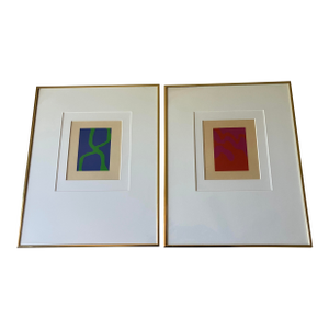 Abstract Prints (Pair) by Am. Artist Sarah Russell