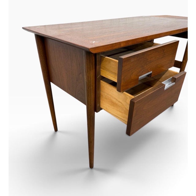 Mid-Century Modern American of Martinsville Accord Walnut Drop-Leaf Desk For Sale - Image 9 of 12