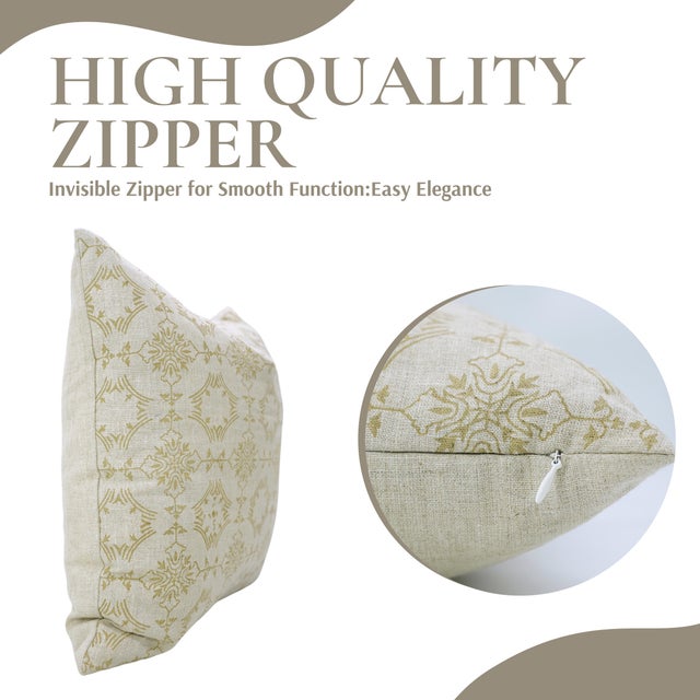 Fabdivine Chakravyuh Handmade Block Print Pillow Covers 14x14 Inches Pure Linen Decorative Throw Cushion For Sale - Image 6 of 9