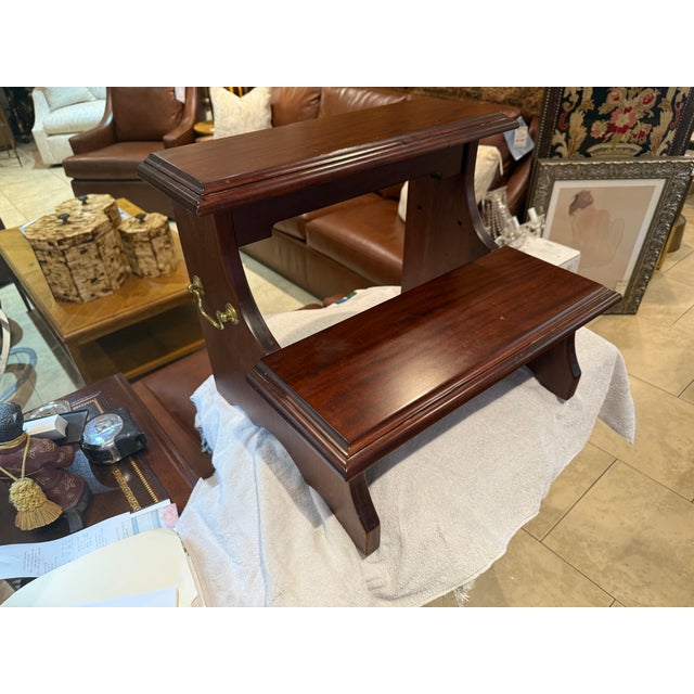 Georgian Style Cherrywood with Mahogany Finish Bed Steps with Brass Handles, attributed to Harden Furniture co