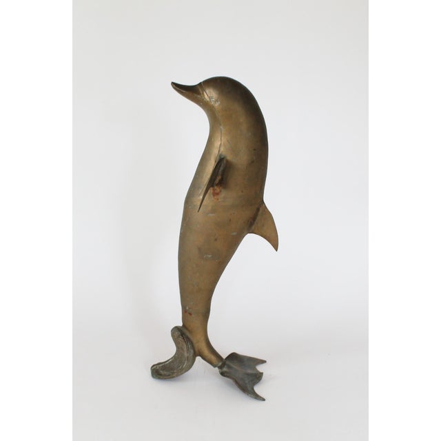 Figurative Vintage 1970's Brass Dolphin Sculpture For Sale - Image 3 of 11